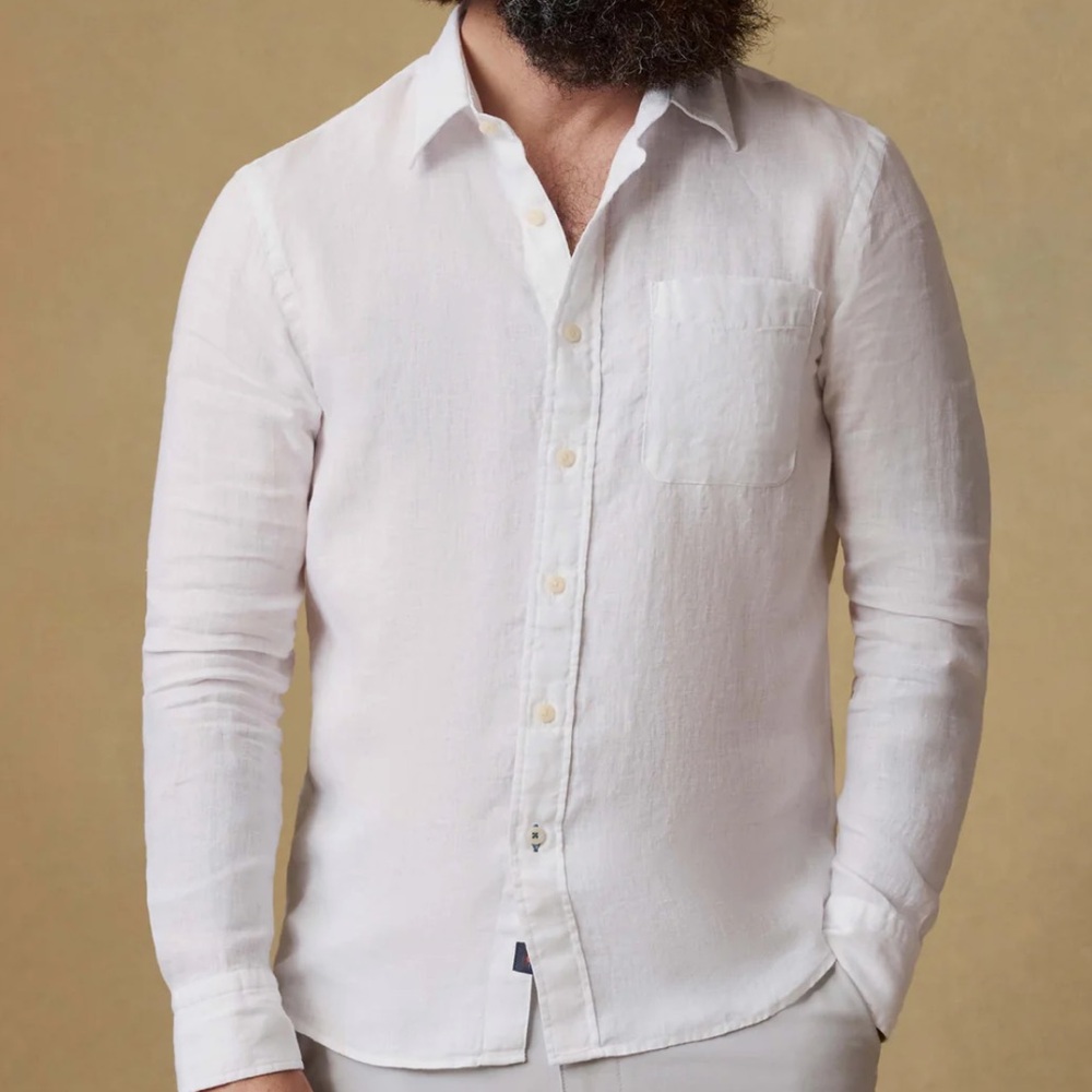 Faherty Womens Laguna Linen Shirt White Large NWT